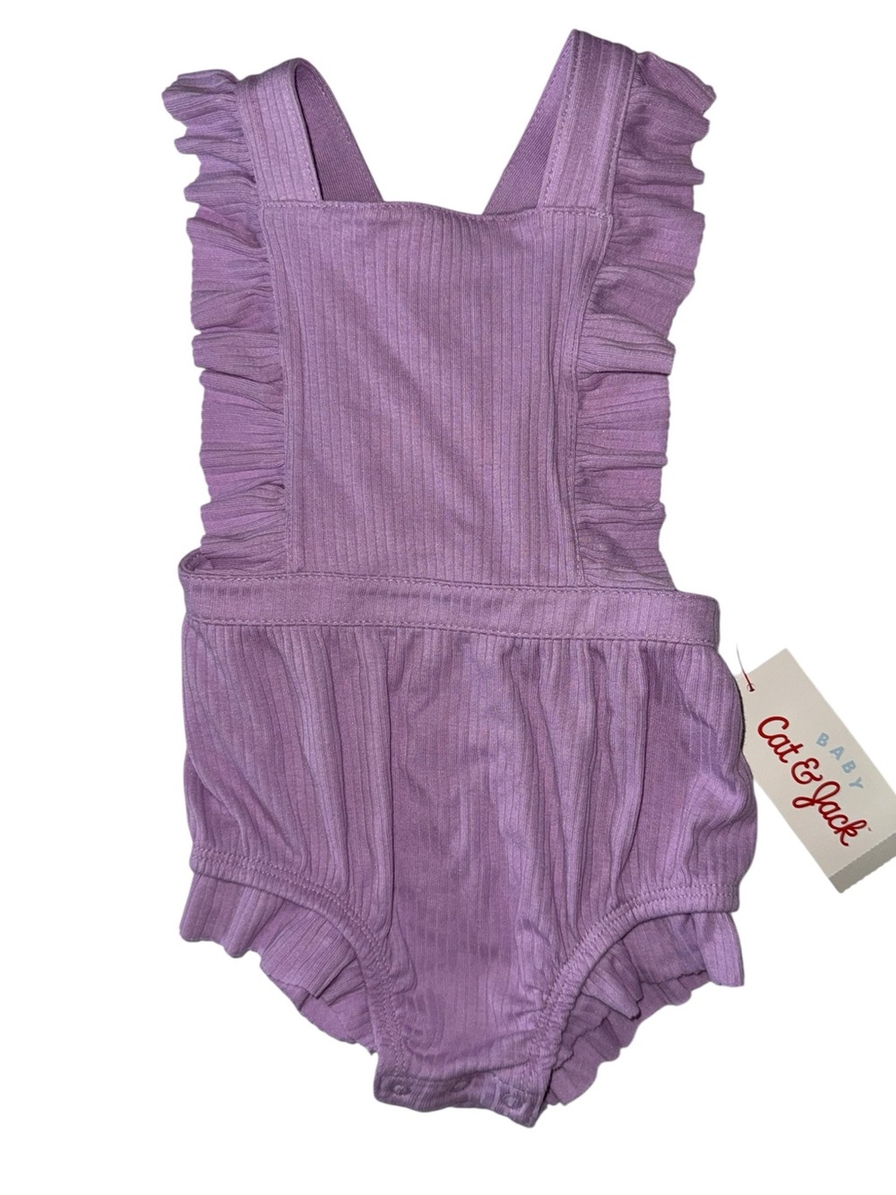 NEW Cat & Jack Lavender Ribbed Ruffle Strap One-Piece Sz 6-9m